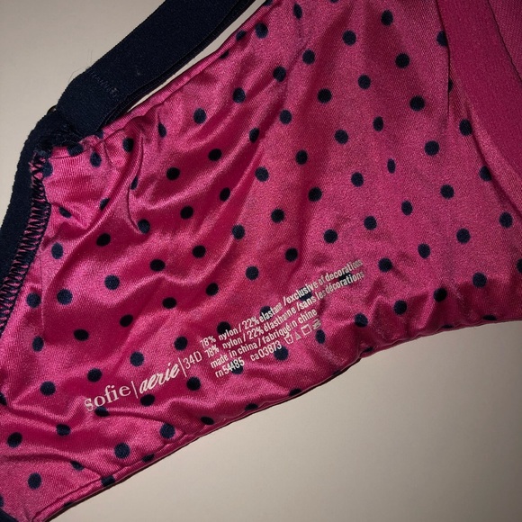 COPY - Aerie sofie bra size 34D pink and navy lace - Picture 4 of 5